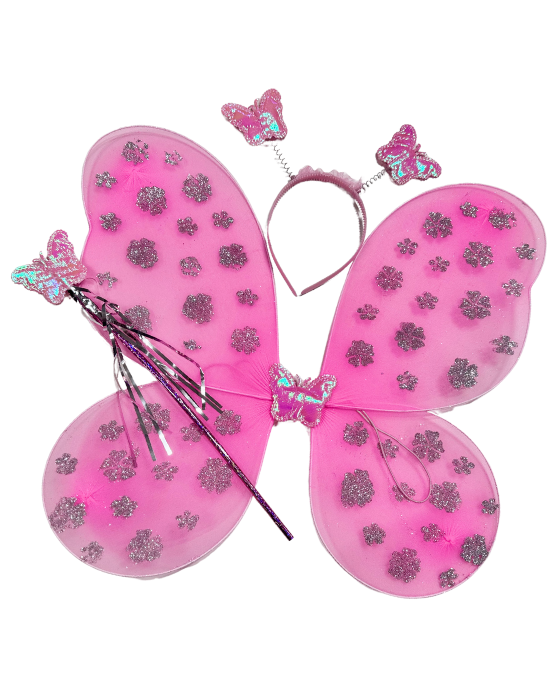 Costume with Lights, Pink Flower Fairy / Butterfly, 4 Pieces 