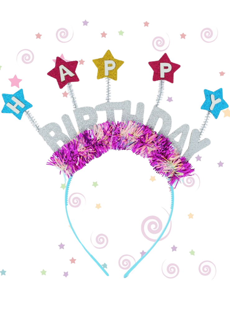 Birthday Headband with Colorful Stars