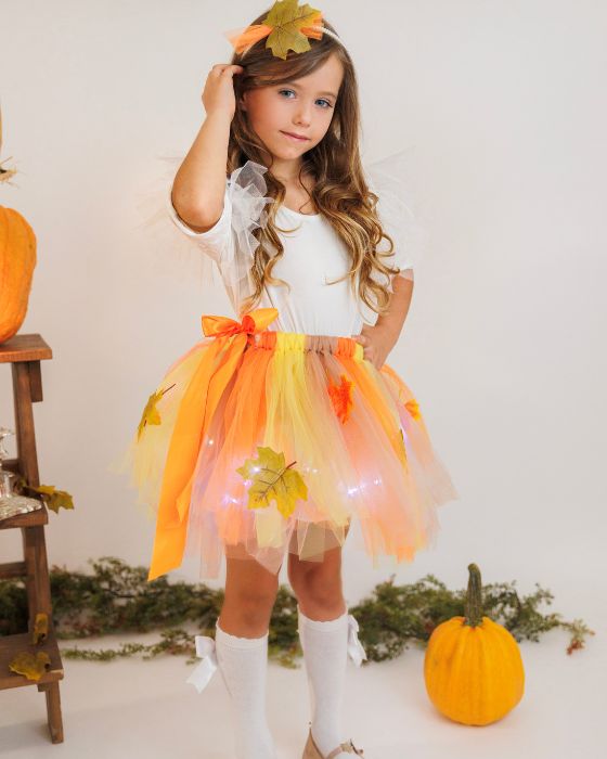 Fairy Skirt with Lights, Pastel with Leaves, Autumn Fairy