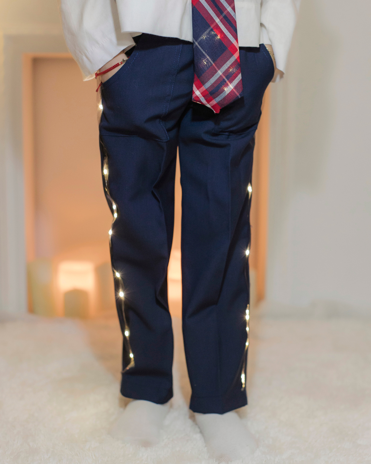 Pantaloni, de baiat, Bleumarin, De Școală, cu led detasabil