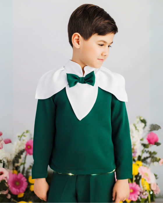 Snowdrop Blouse, Green with Petals, Spring Celebration