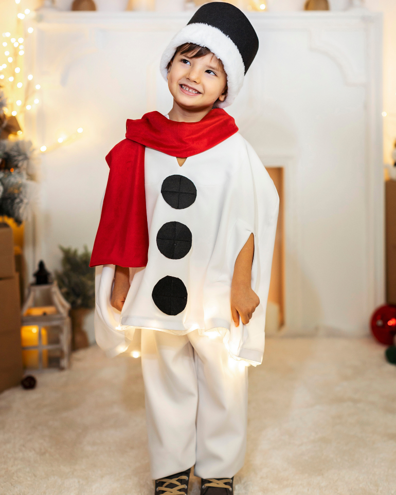 Snowman Costume with Lights, 4 Pieces, Complete