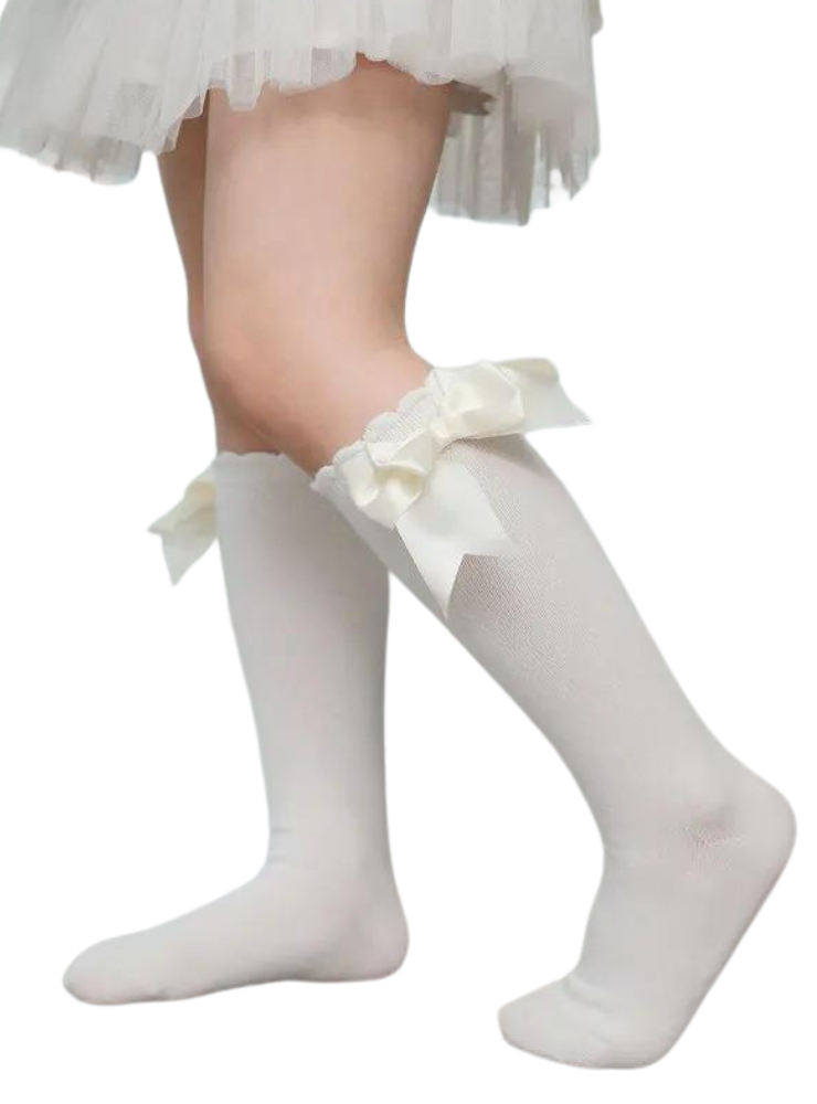 White Bow Socks, School / Kindergarten