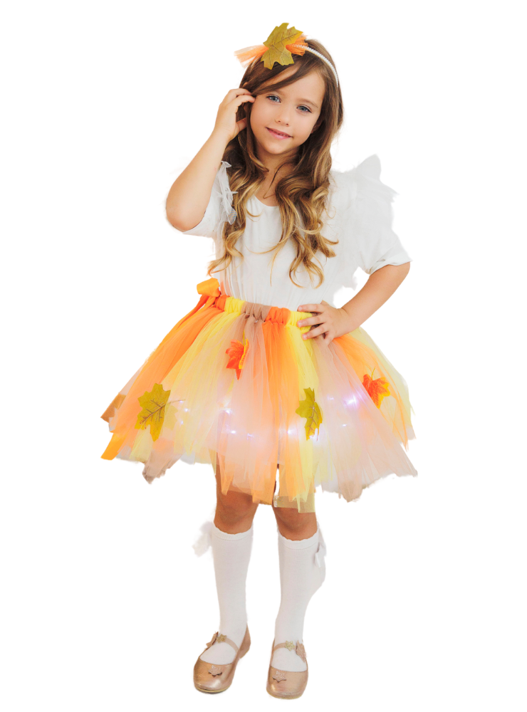 Fairy Skirt with Lights, Pastel with Leaves, Autumn Fairy