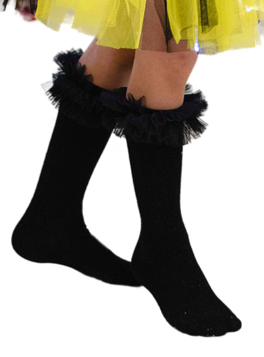 Black Ruffled Ankle Socks for Celebration