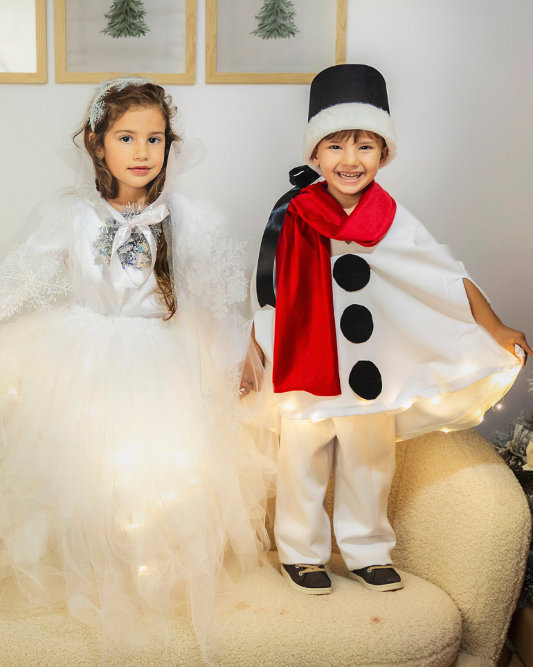 Snowman Costume with Lights, 4 Pieces, Complete