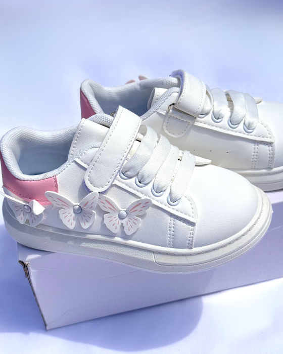Adidași Albi-Roz cu Fluturași