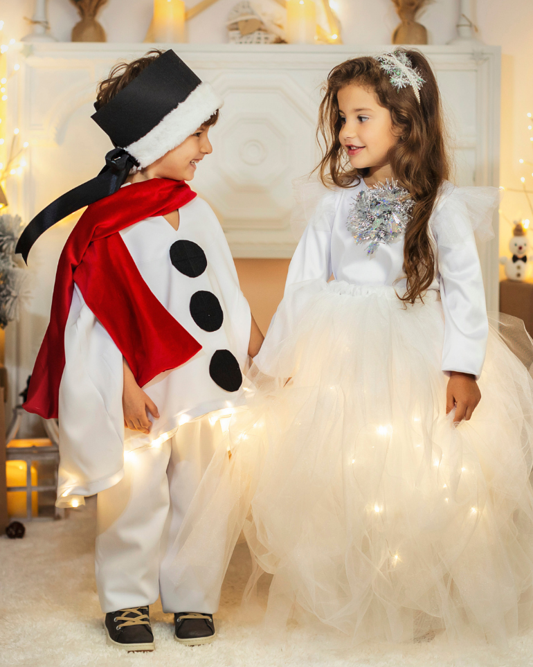 Snowman Costume with Lights, 4 Pieces, Complete