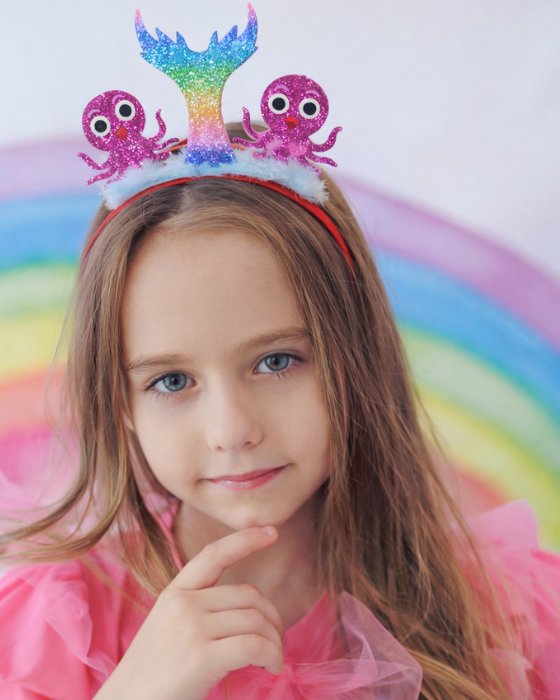 Rainbow Mermaid Headband with Glitter