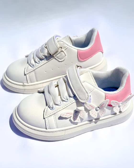 Adidași Albi-Roz cu Fluturași