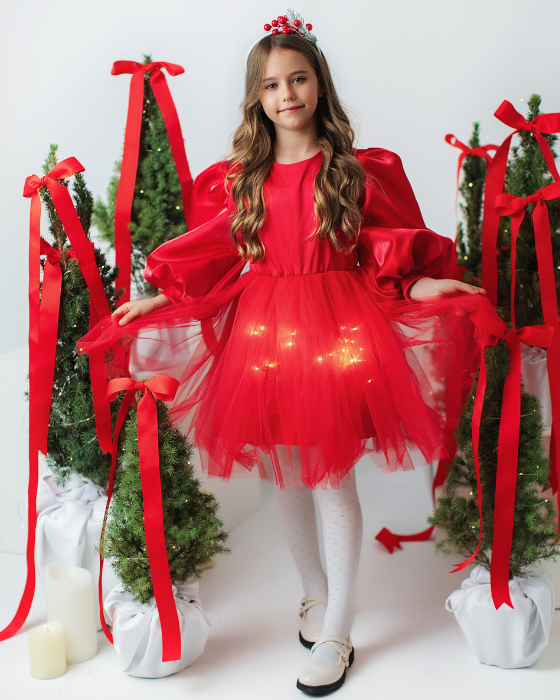 Sparkle Dress, Brown with Leaves, Fall 2025