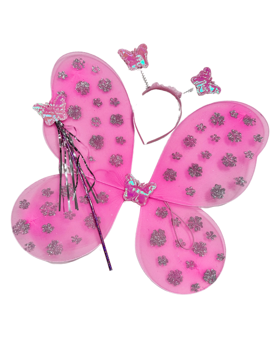 Costume with Lights, Pink Flower Fairy / Butterfly, 4 Pieces 