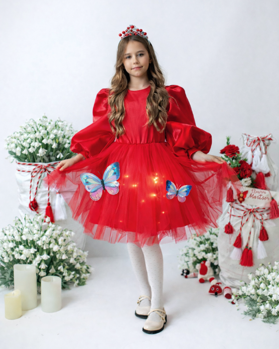Butterfly Dress with Lights, Red, Spring