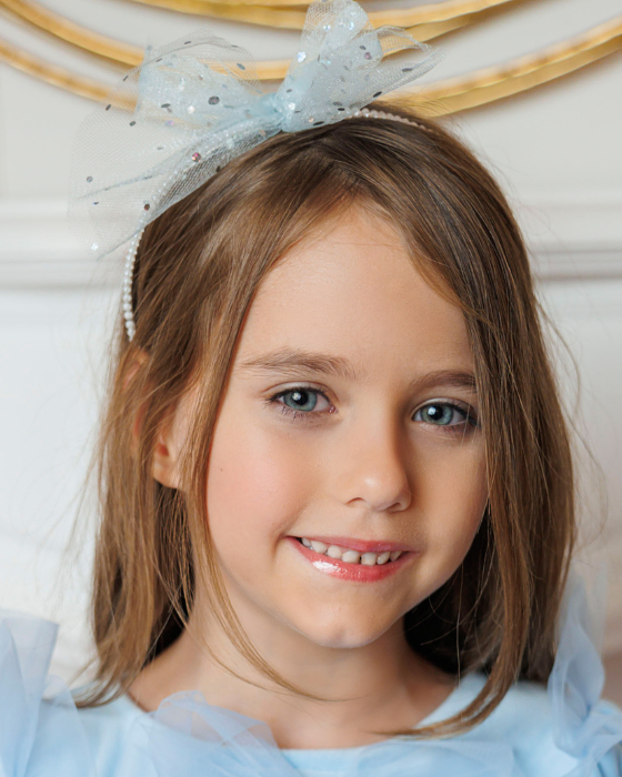 Headband with Pearls and Glitter Snowflake Bow