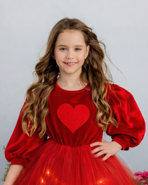 Red Dress with Lights, Big Heart, Tulle