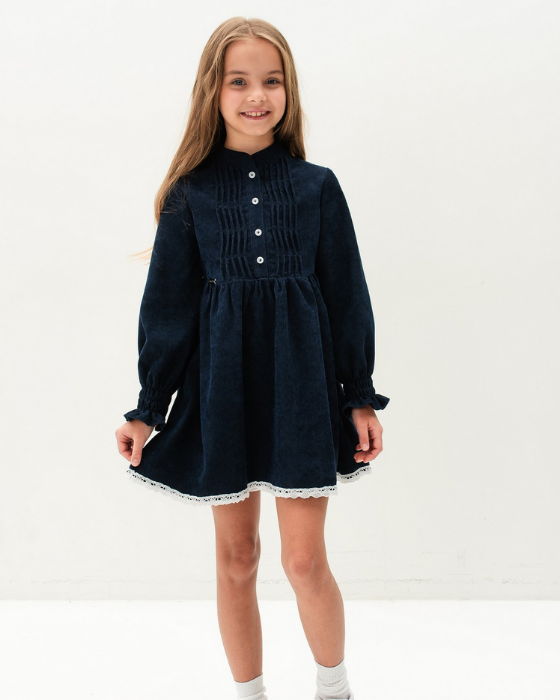 Thick Corduroy Dress, Navy Blue