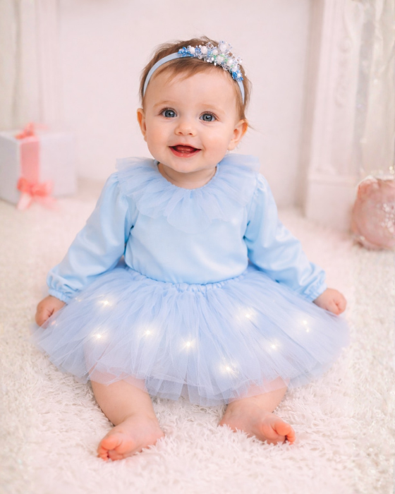 Skirt with Lights, Crystal, for Babies, Baptism and Mot