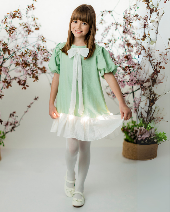 Delicate Mint Green Easter Dress for School / Kindergarten