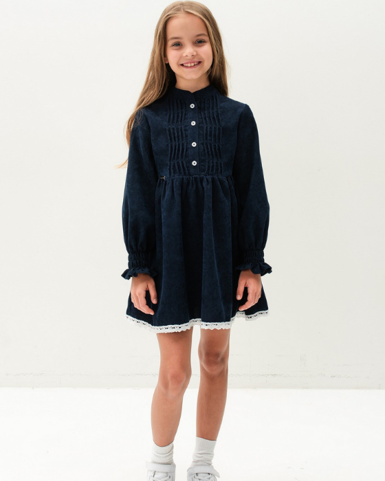Thick Corduroy Dress, Navy Blue