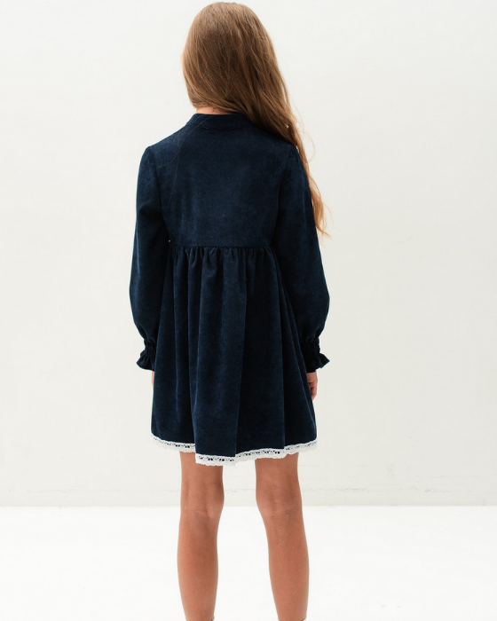 Thick Corduroy Dress, Navy Blue