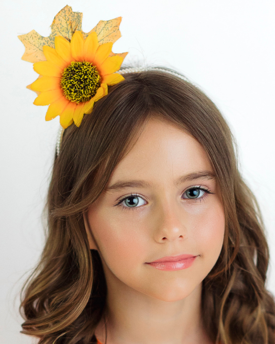 Headband with large autumn leaf and flower
