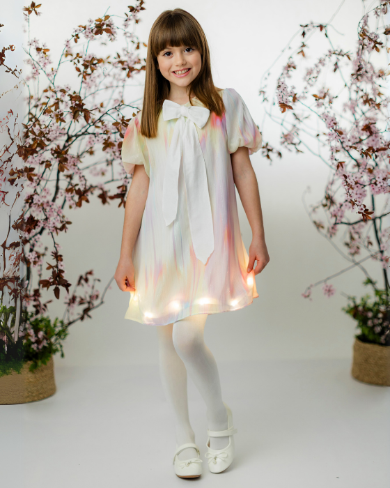 Rainbow Dress with Bow, for School / Kindergarten