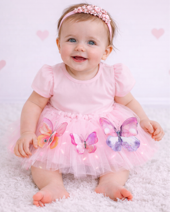 Skirt with Sparkles, Butterfly, Pale Pink