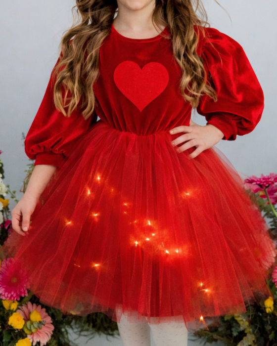 Red Dress with Lights, Big Heart, Tulle