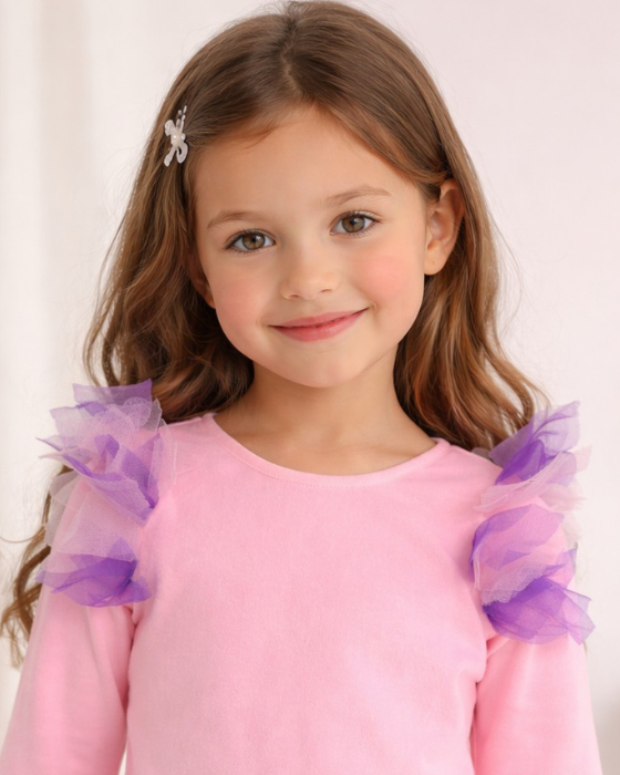 Bluzița Roz cu Volanase de tulle colorate, Superba