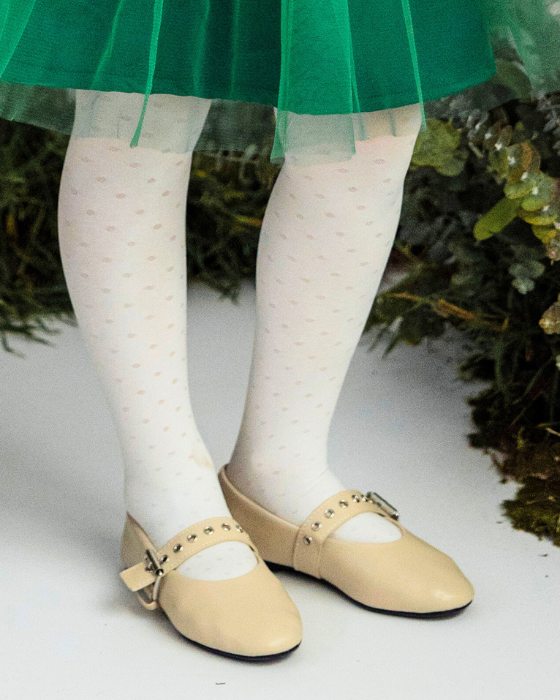 White School Tights with Soft Polka Dots