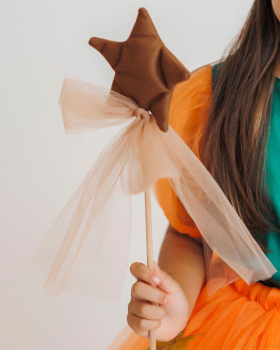 Autumn Fairy Magic Wand, Brown with tulle