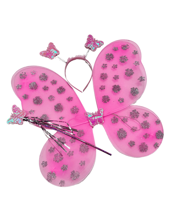 Costume with Lights, Pink Flower Fairy / Butterfly, 4 Pieces 