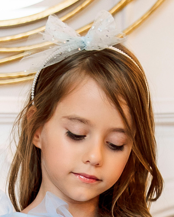 Headband with Pearls and Glitter Snowflake Bow
