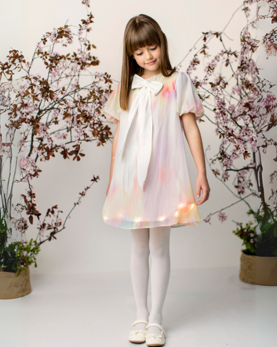 Rainbow Dress with Bow, for School / Kindergarten