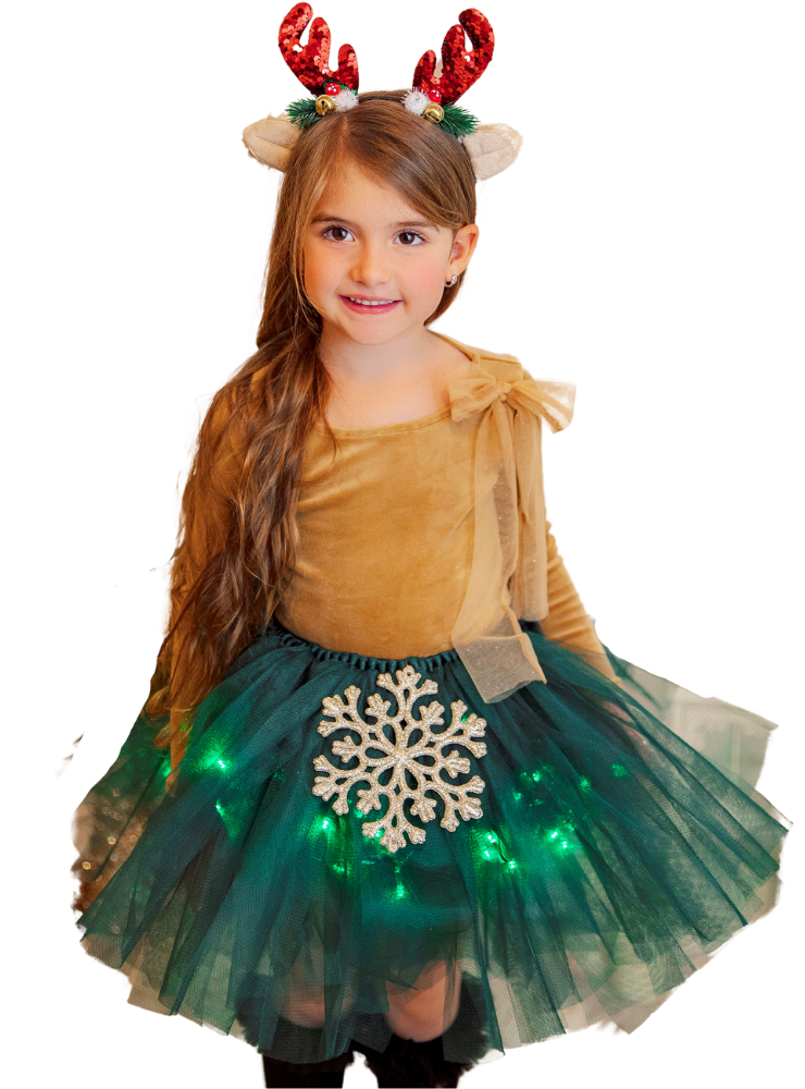 Christmas Royal Green Skirt with Lights