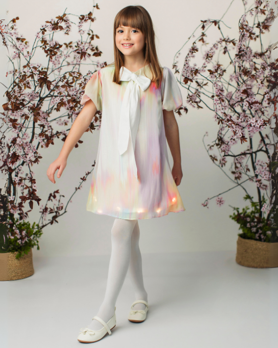 Rainbow Dress with Bow, for School / Kindergarten