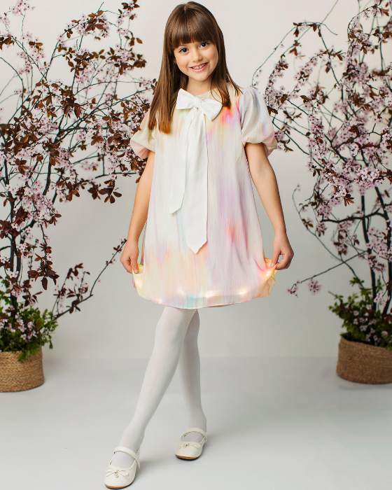 Rainbow Dress with Bow, for School / Kindergarten