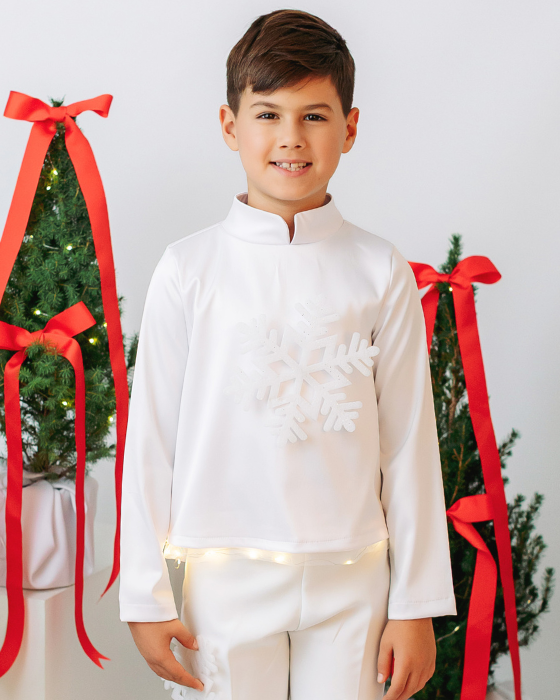 Snowflake White Tunic, Boy, for Christmas Pageant