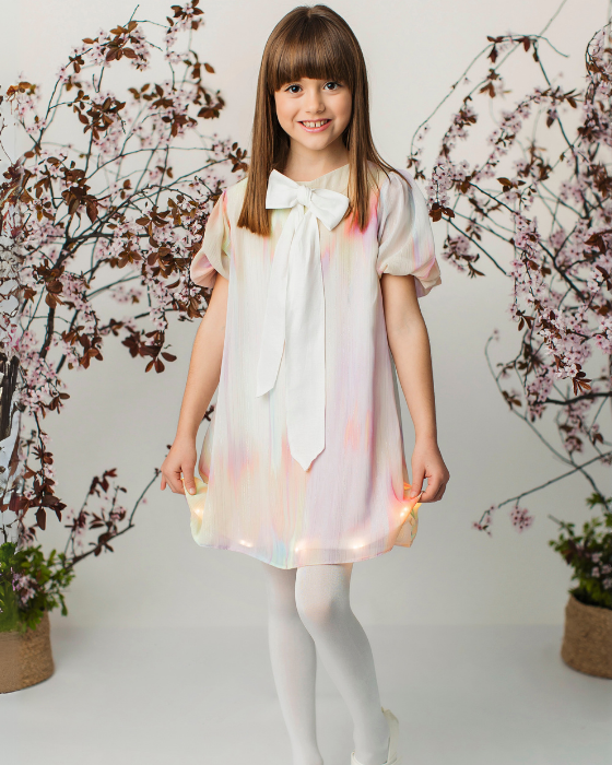 Rainbow Dress with Bow, for School / Kindergarten