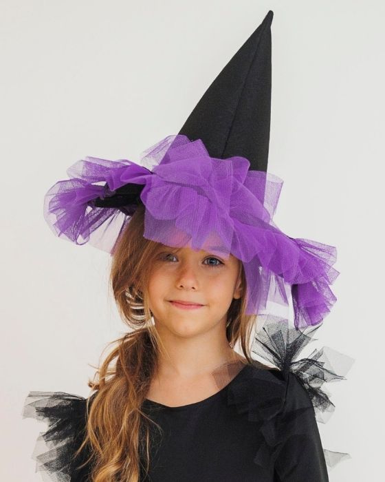 Witch Hat with Purple Tulle