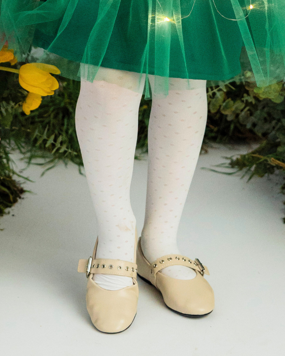 White School Tights with Soft Polka Dots