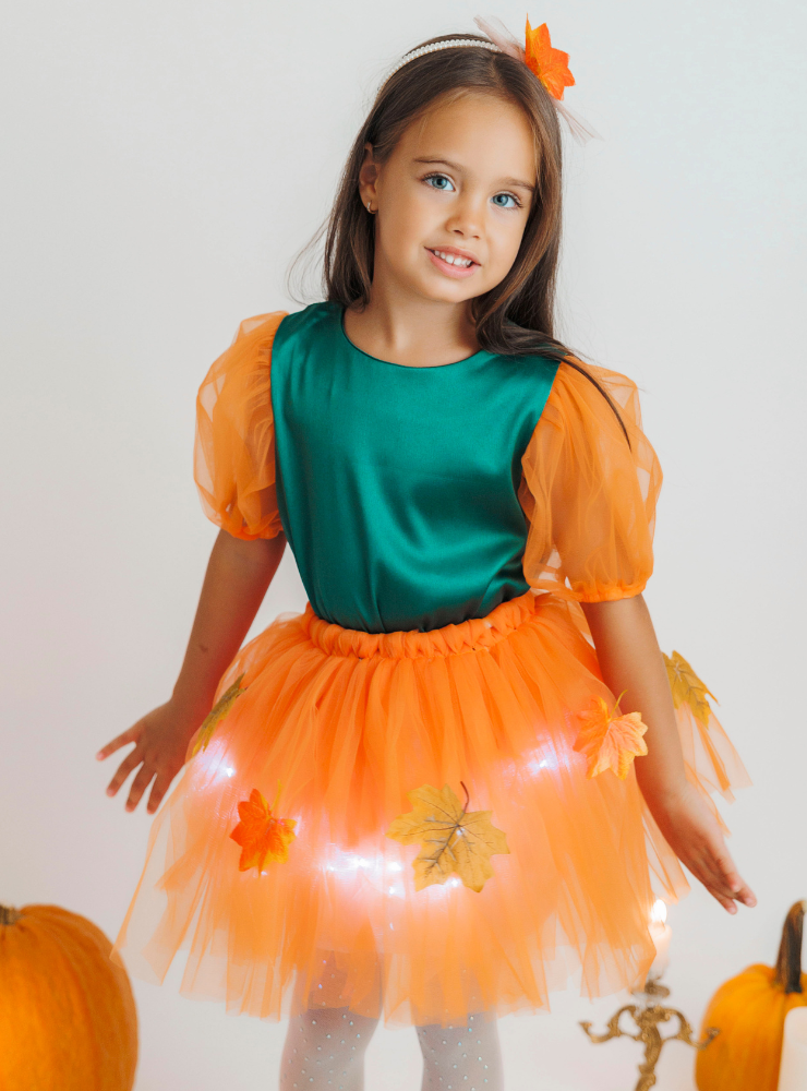 Skirt with Lights, Orange with Leaves, Autumn Fairy