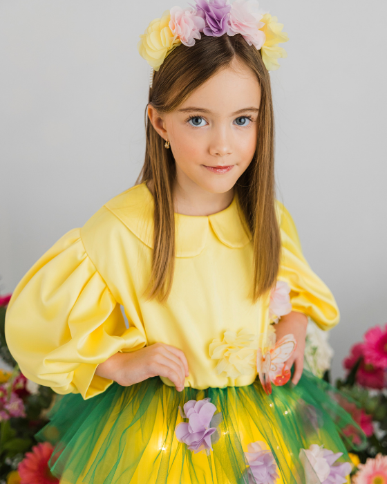 Meadow dress with flowers, with lights, Spring Celebration / Spring Fairy