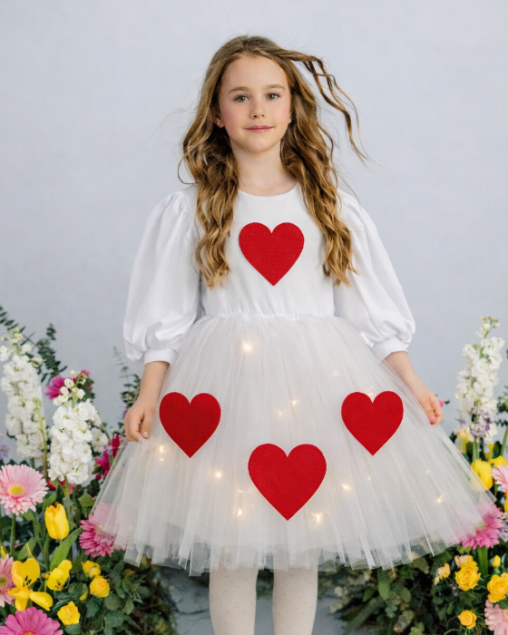 White Dress with Lights, full of hearts