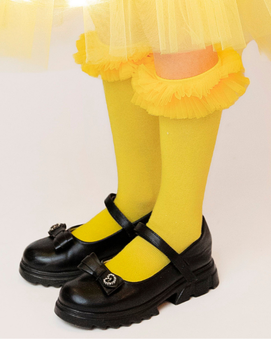Yellow Ruffled Socks, Made of Tulle