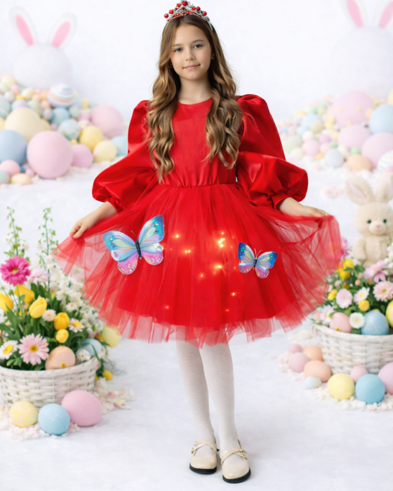 Butterfly Dress with Lights, Red, Spring