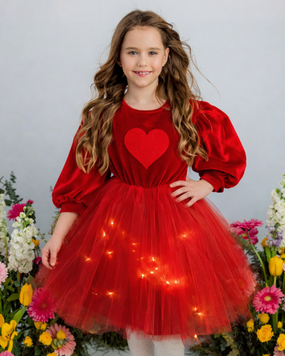 Red Dress with Lights, Big Heart, Tulle
