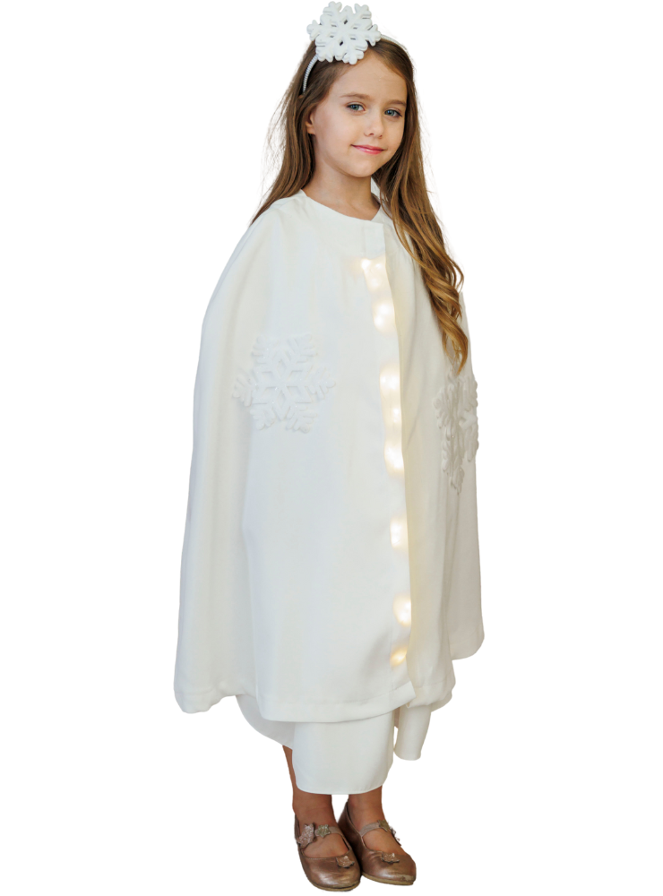 Snowflake Costume with Lights, Cape + Headband, for Little Girls