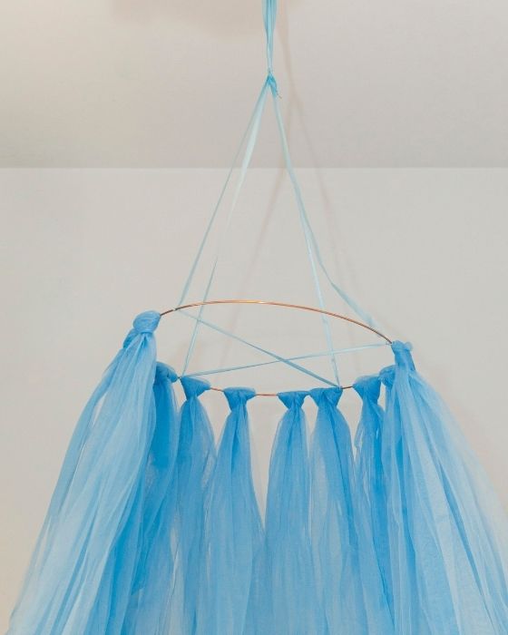 Blue Tulle Canopy with Lights