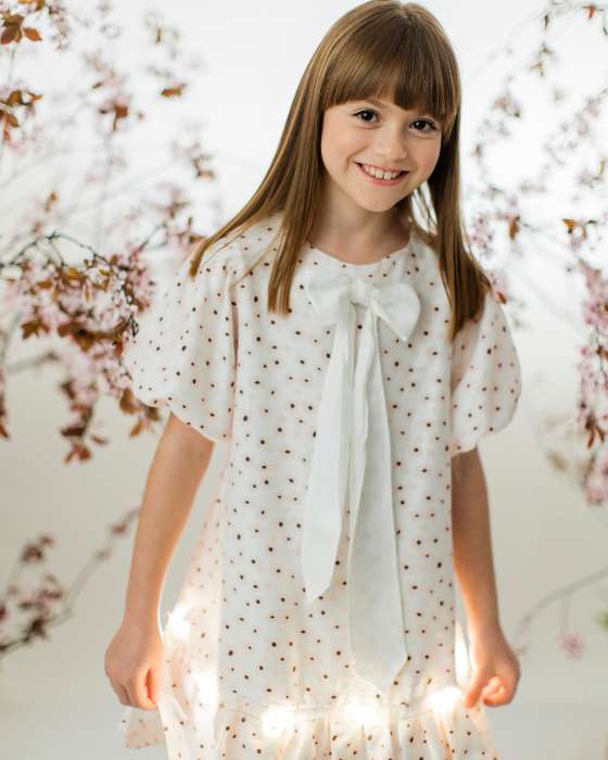 Dress with Lights and Cheerful Flowers for School / Kindergarten